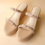 Load image into Gallery viewer, Beige 2 Strap Beads Wedge
