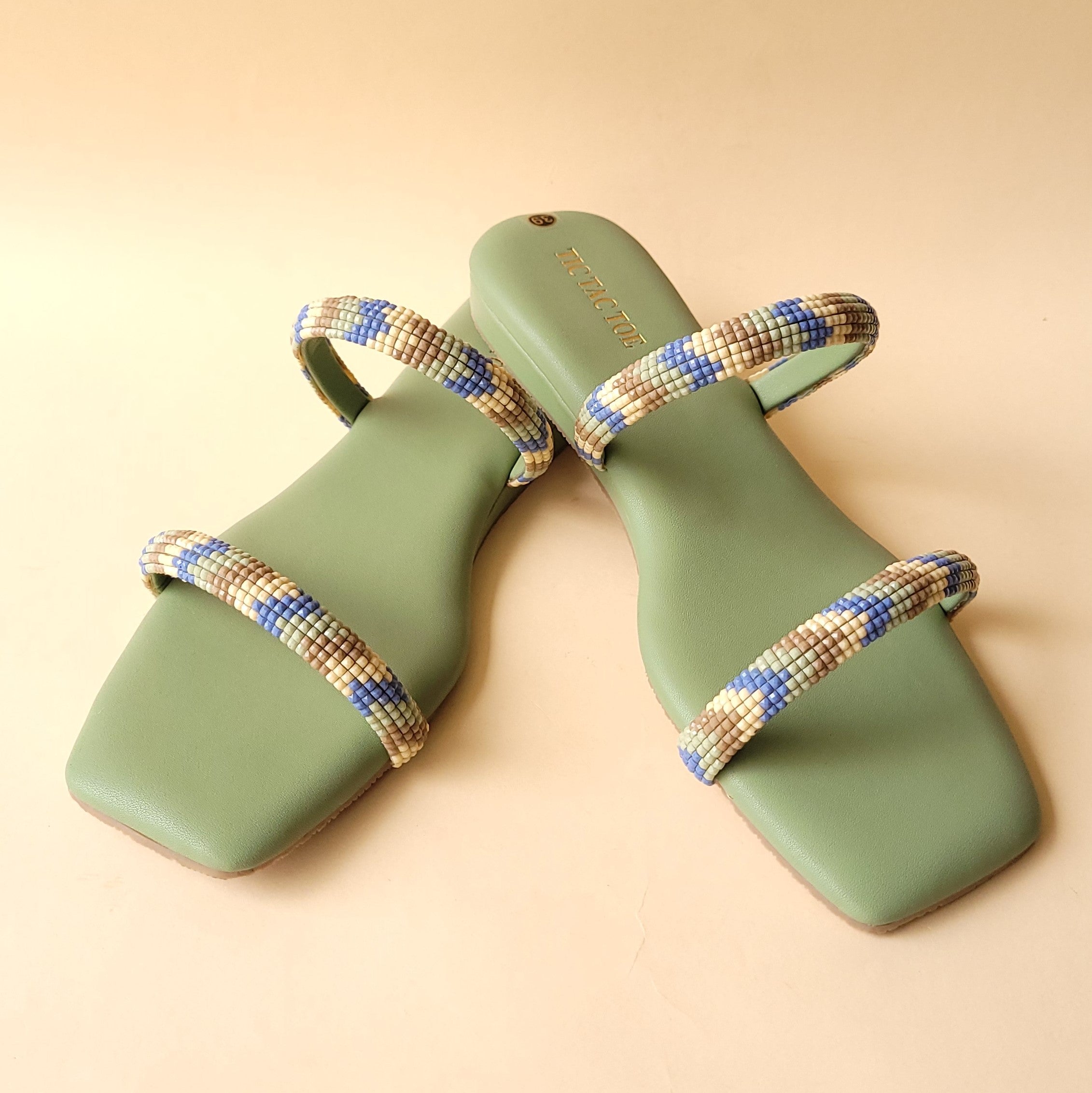 Green 2 Strap Beads Flats