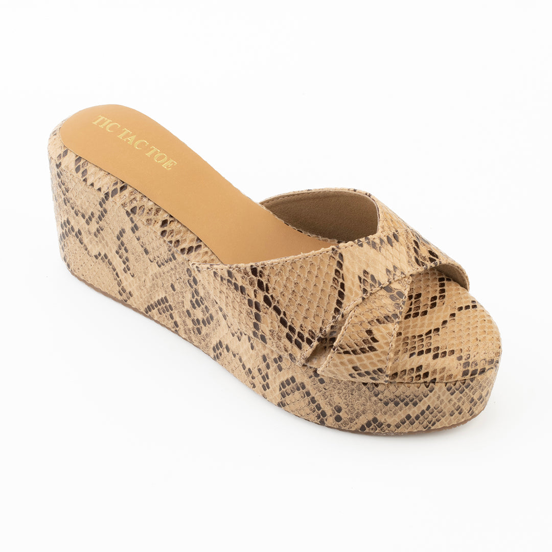 Brown Animal Textured Cross Wedge