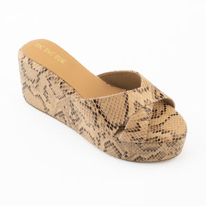 Brown Animal Textured Cross Wedge