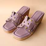 Load image into Gallery viewer, Lavender Plain Stud Slip On Wedge
