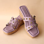 Load image into Gallery viewer, Lavender Plain Stud Slip On Wedge
