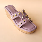 Load image into Gallery viewer, Lavender Plain Stud Slip On Wedge
