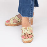 Load image into Gallery viewer, Pastel Green Plain Stud Slip On Wedge
