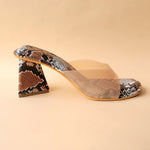 Load image into Gallery viewer, Beige Transparent Tiger Triangle Heel Block
