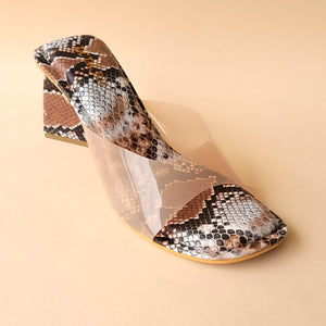 Beige Transparent Tiger Triangle Heel Block