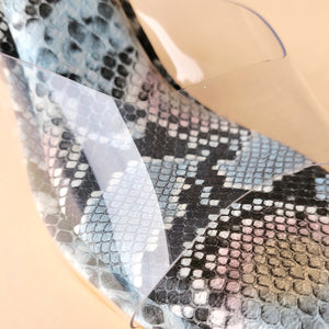 Blue Transparent Tiger Triangle Heel Block