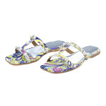 Load image into Gallery viewer, Printed Fabric White Pearl Flats
