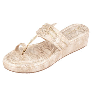 Gold Textured Kolhapuri Flatform