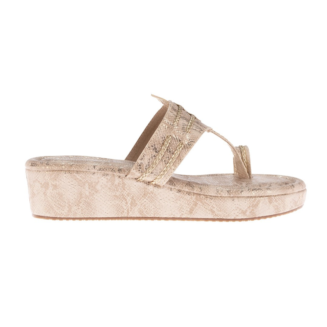 Gold Textured Kolhapuri Flatform