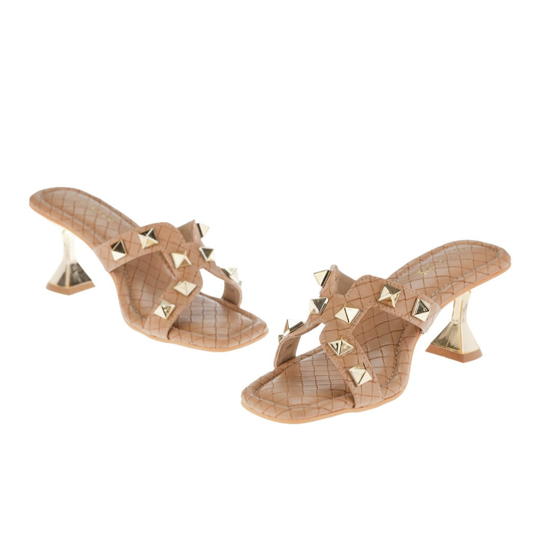 Beige Studs Slip On Blocks