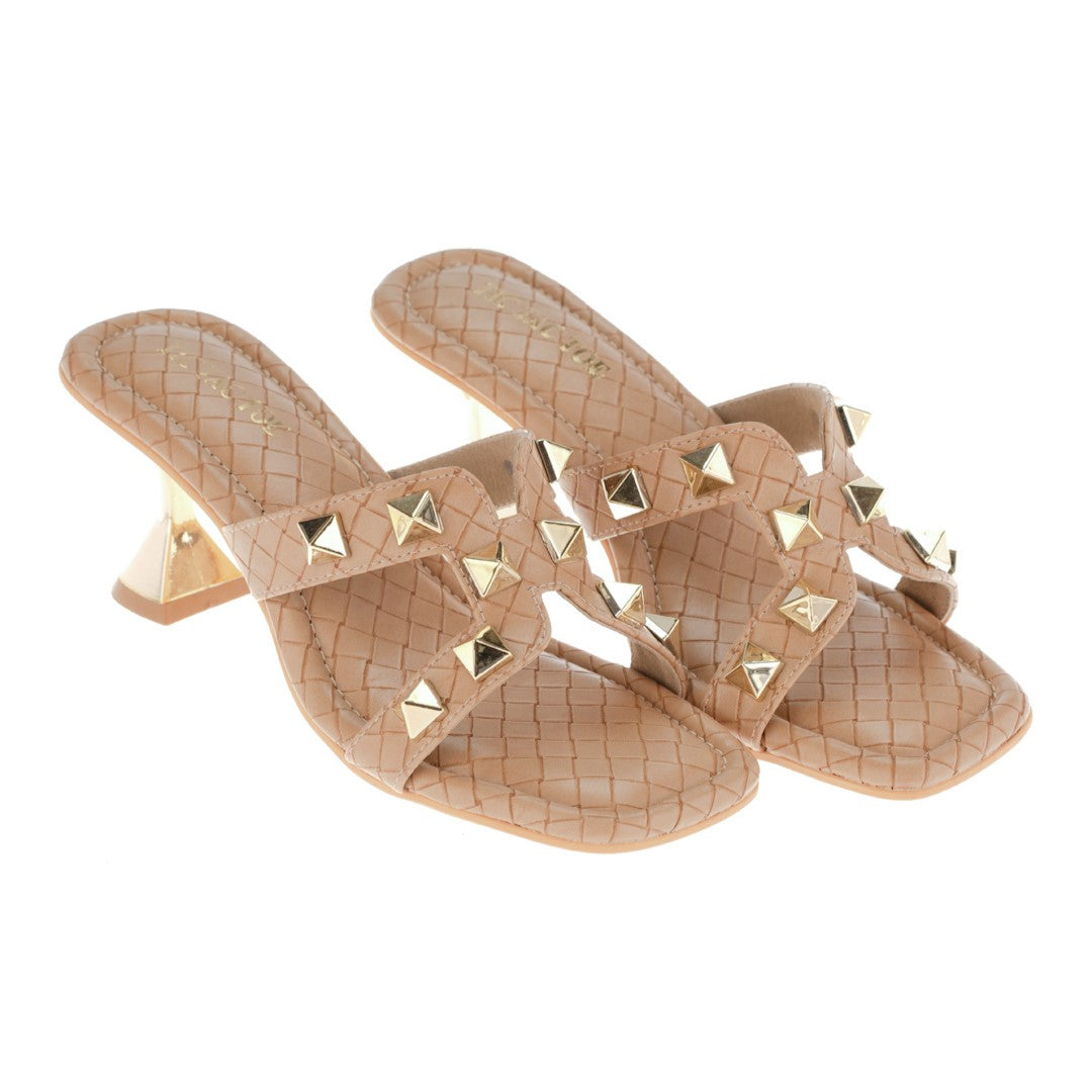 Beige Studs Slip On Blocks