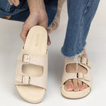 Load image into Gallery viewer, Beige BS Buckle Flats
