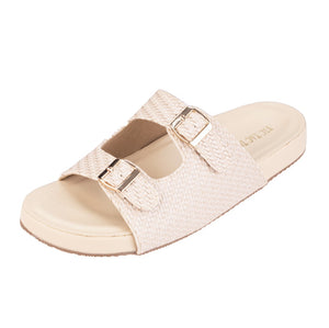 Beige BS Buckle Flats