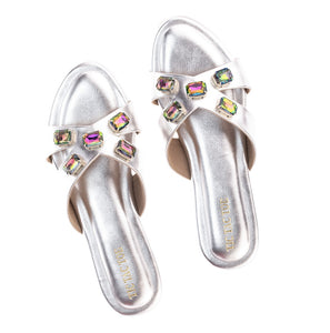 Metallic Silver Diamond Fitting Cross Flats