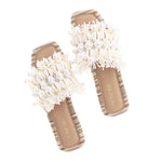 Load image into Gallery viewer, Beige Pearl Woolen Slider Flats
