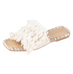 Load image into Gallery viewer, Beige Pearl Woolen Slider Flats
