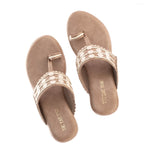 Load image into Gallery viewer, Beige Tikli Brown Kolhapuri Wedge
