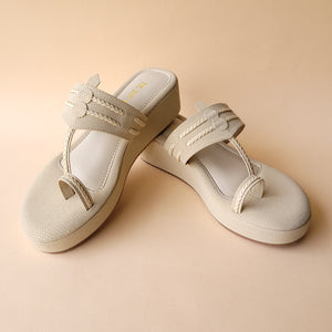 Beige Kolhapuri Flatform