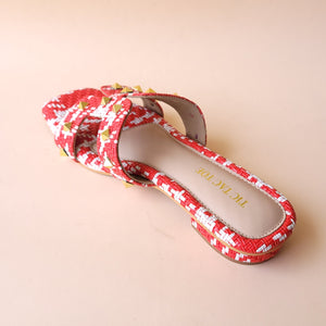 Red Chatai Studs Slip On Flats