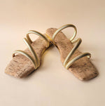 Load image into Gallery viewer, Gold Metallic Cross Strap Flats
