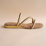 Load image into Gallery viewer, Gold Metallic Cross Strap Flats
