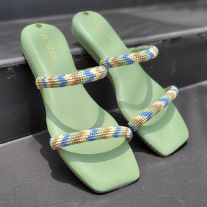 Green 2 Strap Beads Flats