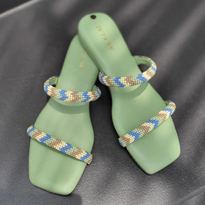 Green 2 Strap Beads Flats