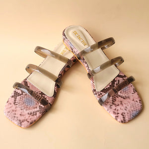 3 Strap Nude Animal Print Flat