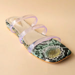 Load image into Gallery viewer, 3 Strap Olive Animal Print Flat
