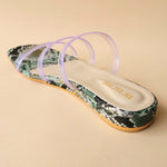 Load image into Gallery viewer, 3 Strap Olive Animal Print Flat
