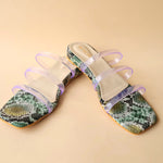 Load image into Gallery viewer, 3 Strap Olive Animal Print Flat
