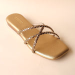 Load image into Gallery viewer, Antique Gold Diamond Cross Strap Flat
