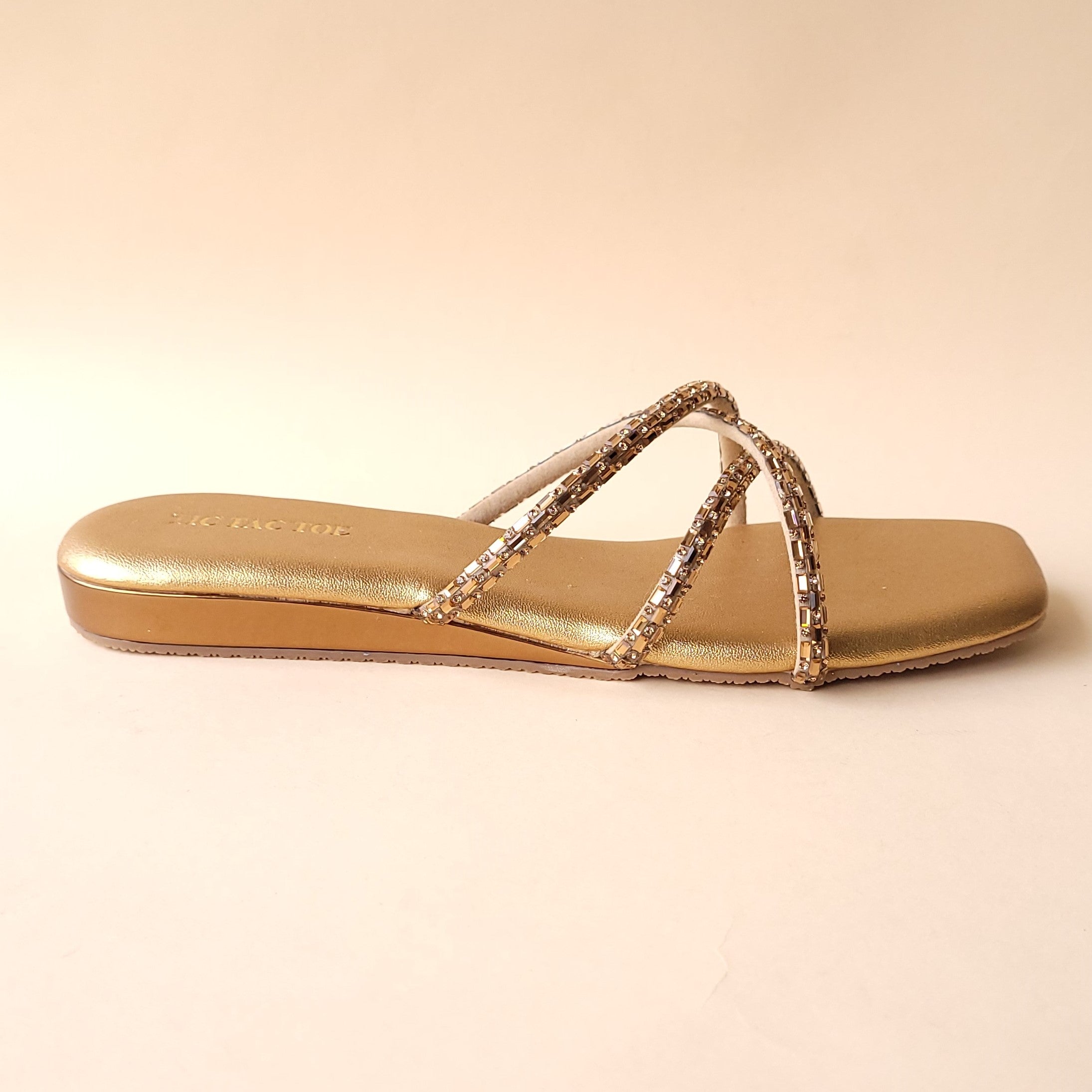 Antique Gold Diamond Cross Strap Flat