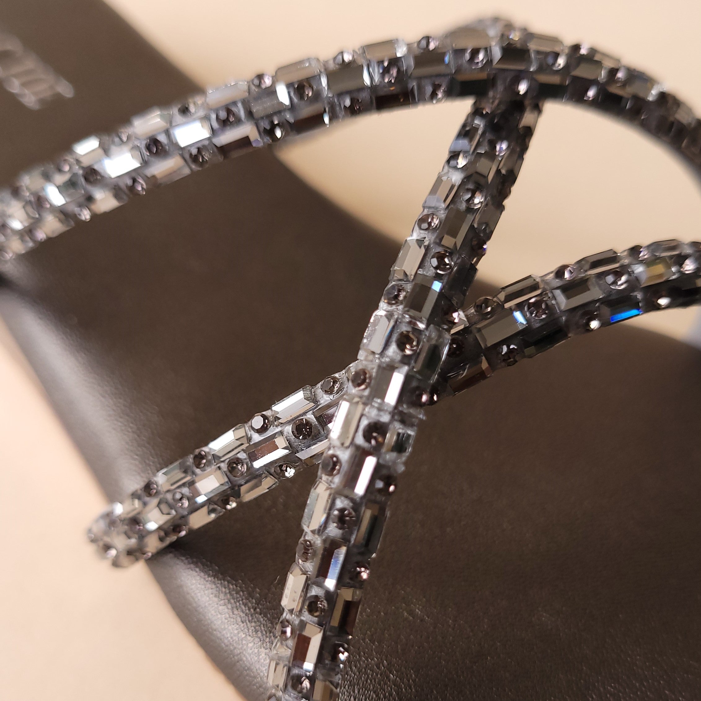 Gun Metal Diamond Cross Strap Flat