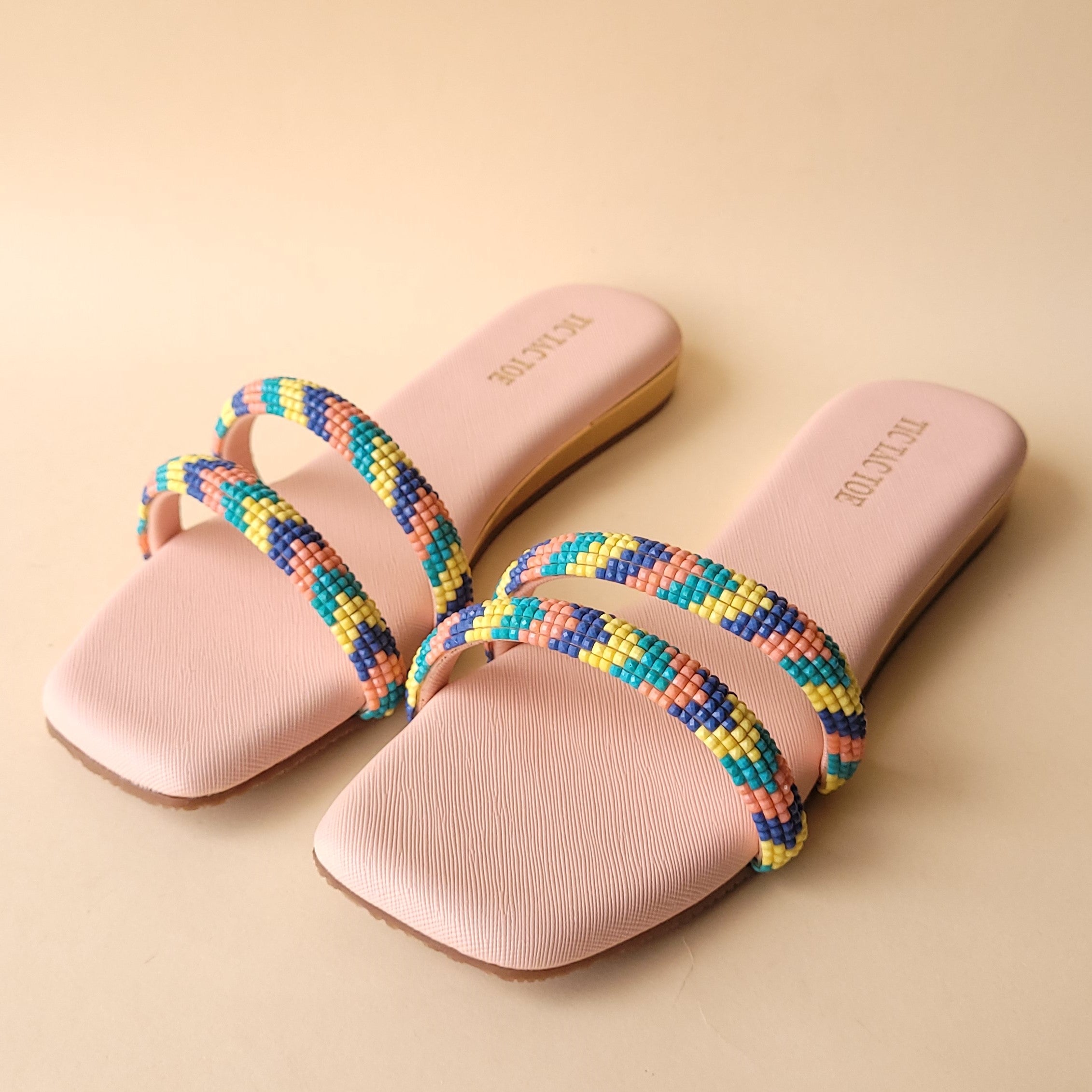 Pink 2 Strap Beads Flats