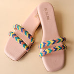 Load image into Gallery viewer, Pink 2 Strap Beads Flats
