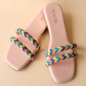 Pink 2 Strap Beads Flats