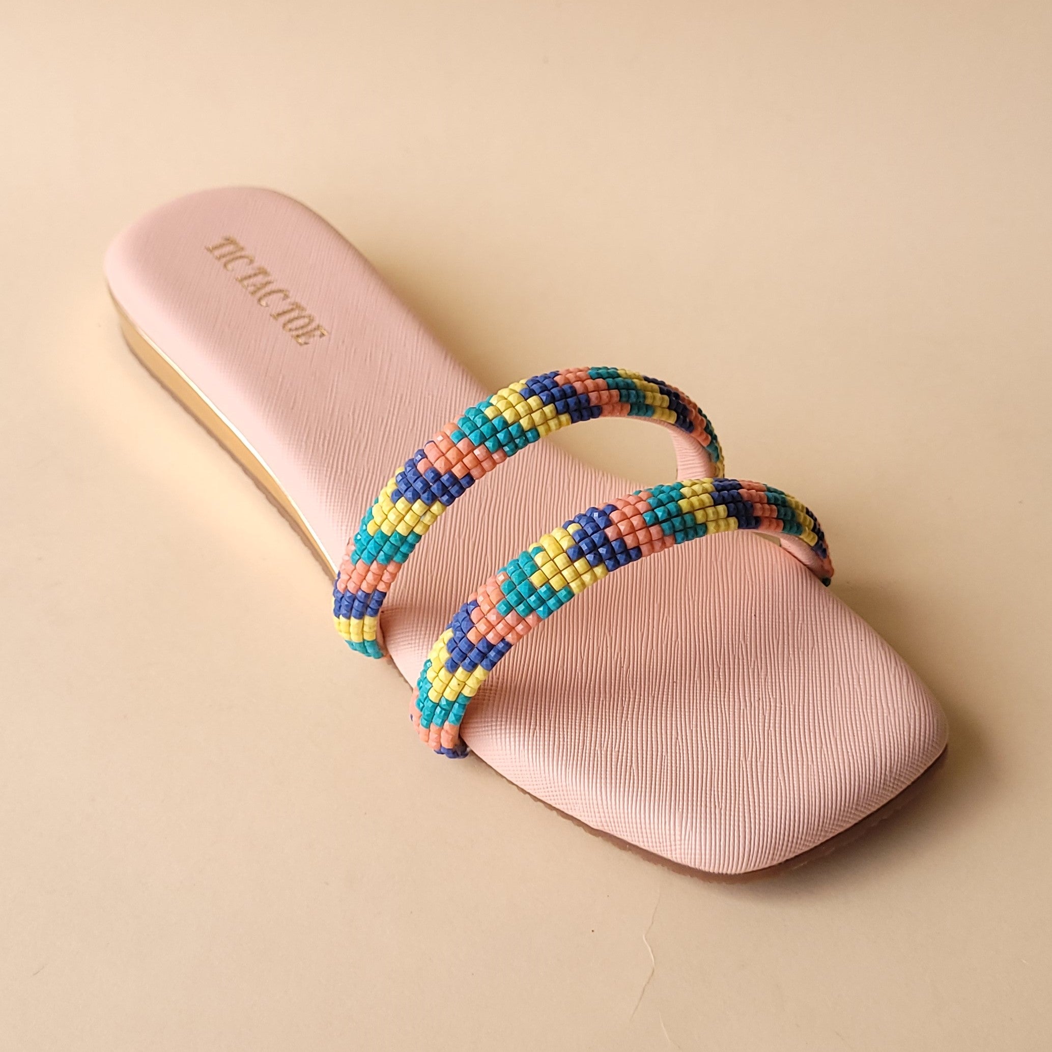 Pink 2 Strap Beads Flats