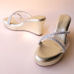 Load image into Gallery viewer, Silver Diamond Cross Strap Wedge
