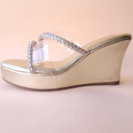 Load image into Gallery viewer, Silver Diamond Cross Strap Wedge
