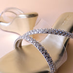 Load image into Gallery viewer, Silver Diamond Cross Strap Wedge
