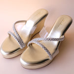 Load image into Gallery viewer, Silver Diamond Cross Strap Wedge
