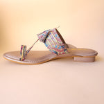 Load image into Gallery viewer, Purple Tasseled Printed Kolhapuri Flats
