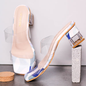 Transparent block heel discount slippers