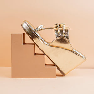 Metallic wedge online sandals