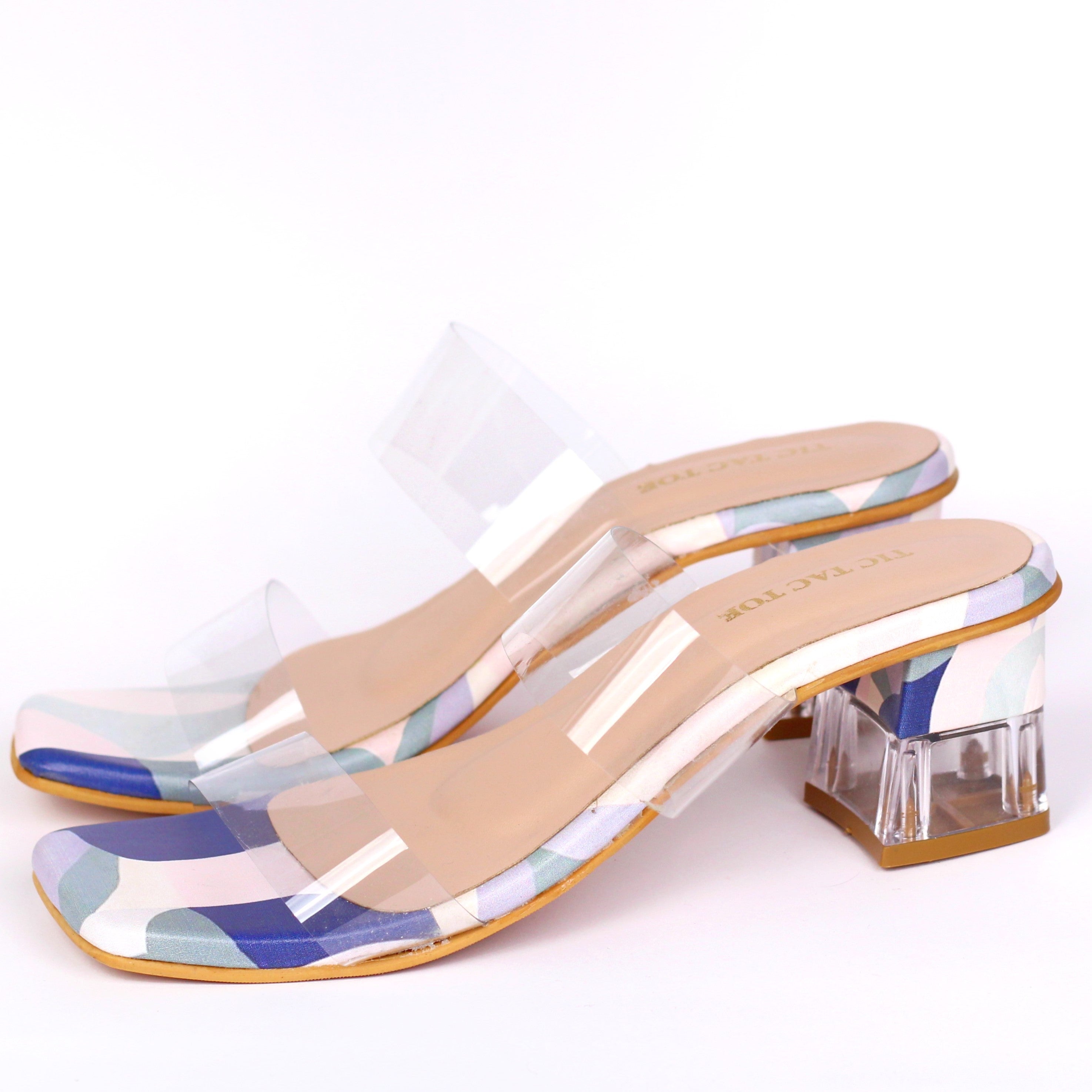 Transparent block outlet heel shoes