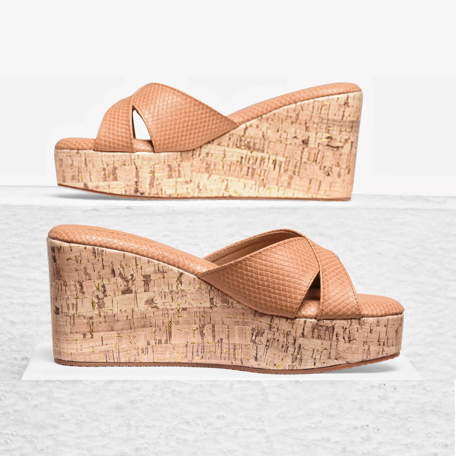 Beige Cross Wedge