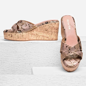 Pink Metallic Cross Wedge