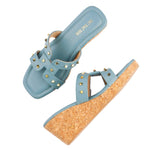 Load image into Gallery viewer, Teal Studs Slip On Wedge
